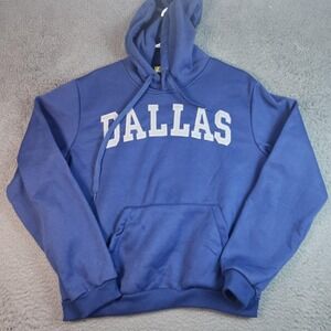 Cosmos Dallas Hoodie Mens XL Blue Pullover Fleece Embroidered City Graphic Logo